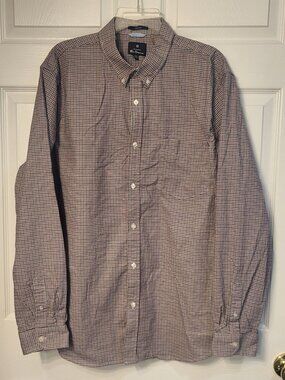 Ben Sherman Blue and Red Checkered Long Sleeve Cotton Button Down Shirt XXL